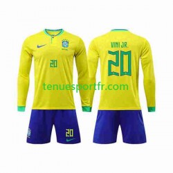 Kit Enfant Maillot Domicile Brésil Vinicius Junior 20 World Cup 2022 à Manches Longues