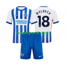 Kit Enfant Maillot Domicile Brighton Hove Albion WELBECK 18 2024-2025 à Manches Courtes
