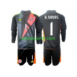 Kit Enfant Maillot Troisième Costa Rica Gardien Keylor Navas 1 2024 Noir à Manches Longues