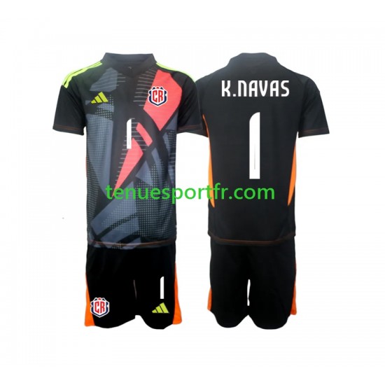 Kit Enfant Maillot Troisième Costa Rica Gardien Keylor Navas 1 2024 Noir à Manches Courtes