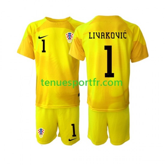 Kit Enfant Maillot Domicile Croatie Gardien Dominik Livakovic 1 World Cup 2022 à Manches Courtes