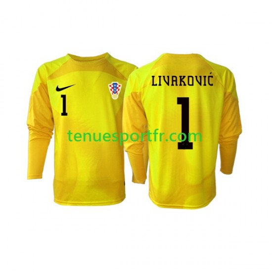 Homme Maillot Domicile Croatie Gardien Dominik Livakovic 1 World Cup 2022 à Manches Longues