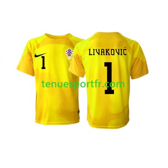 Homme Maillot Domicile Croatie Gardien Dominik Livakovic 1 World Cup 2022 à Manches Courtes