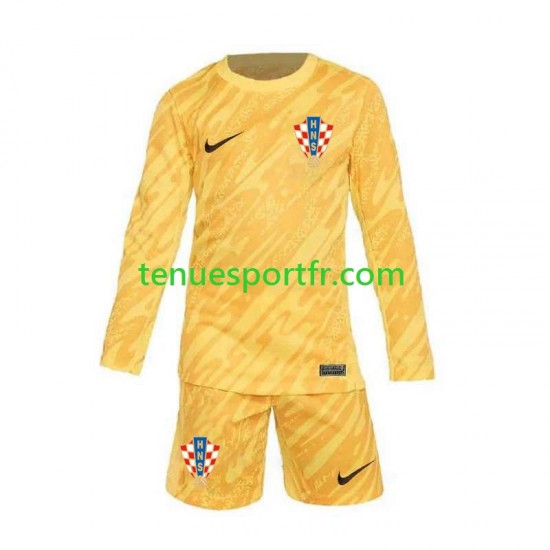 Kit Enfant Maillot Domicile Croatie Gardien Euro 2024 Jaune à Manches Longues