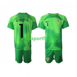 Kit Enfant Maillot Extérieur Croatie Gardien Livakovic 1 World Cup 2022 à Manches Courtes