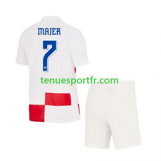 Kit Enfant Maillot Domicile Croatie Lovro Majer 7 Euro 2024 à Manches Courtes