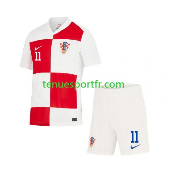 Kit Enfant Maillot Domicile Croatie Marcelo Brozovic 11 Euro 2024 à Manches Courtes