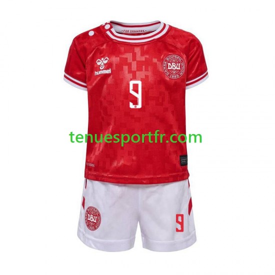 Kit Enfant Maillot Domicile Danemark Hojlund 9 Euro 2024 à Manches Courtes