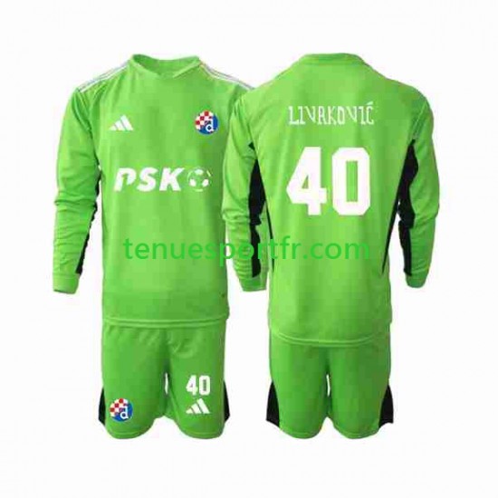 Kit Enfant Maillot Domicile Dinamo Zagreb Gardien Livakovic 40 2023-2024 à Manches Longues