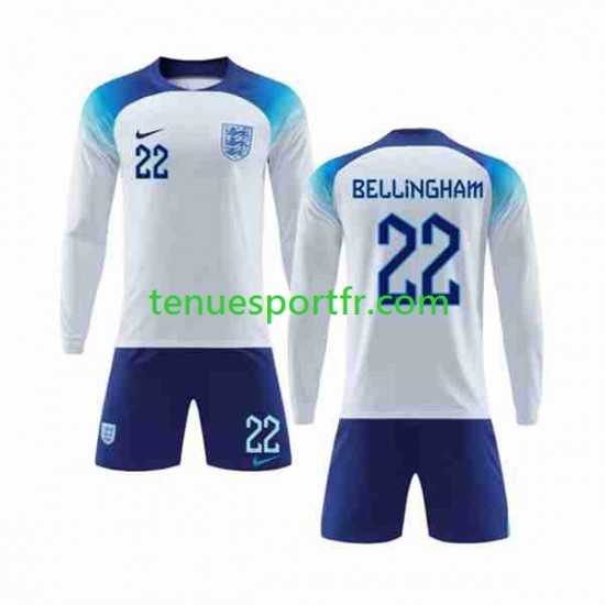 Kit Enfant Maillot Domicile Angleterre Bellingham 22 World Cup 2022 à Manches Longues