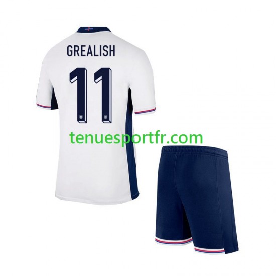 Kit Enfant Maillot Domicile Angleterre Jack Grealish Euro 2024 à Manches Courtes