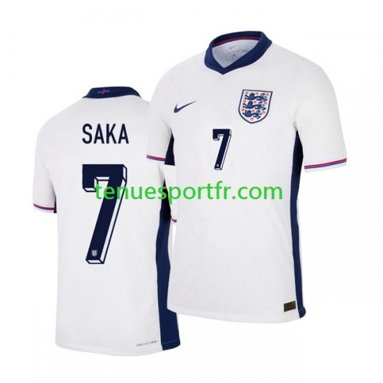 Homme Maillot Domicile Angleterre Saka 7 Euro 2024 Blanc à Manches Courtes