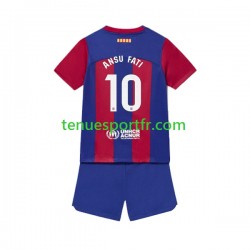 Kit Enfant Maillot Domicile FC Barcelone Ansu Fati 10 2023-2024 à Manches Courtes