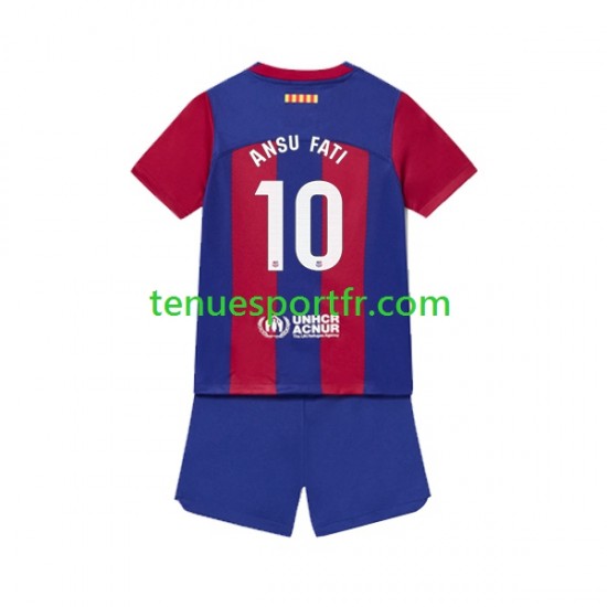 Kit Enfant Maillot Domicile FC Barcelone Ansu Fati 10 2023-2024 à Manches Courtes