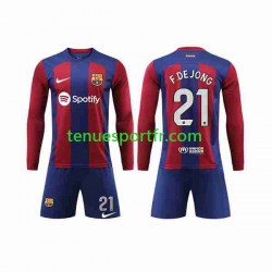 Kit Enfant Maillot Domicile FC Barcelone Frenkie de Jong 21 2023-2024 à Manches Longues