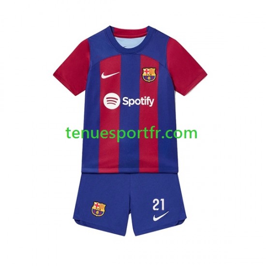 Kit Enfant Maillot Domicile FC Barcelone Frenkie de Jong 21 2023-2024 à Manches Courtes