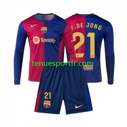 Kit Enfant Maillot Domicile FC Barcelone Frenkie de Jong 21 2024-2025 à Manches Longues