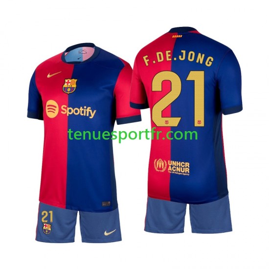 Kit Enfant Maillot Domicile FC Barcelone Frenkie de Jong 21 2024-2025 à Manches Courtes