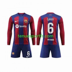 Kit Enfant Maillot Domicile FC Barcelone GAVI 6 2023-2024 à Manches Longues