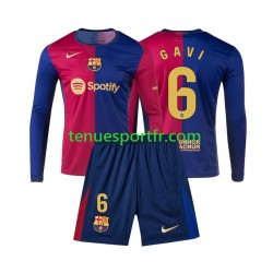 Kit Enfant Maillot Domicile FC Barcelone Gavi 6 2024-2025 à Manches Longues