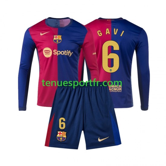 Kit Enfant Maillot Domicile FC Barcelone Gavi 6 2024-2025 à Manches Longues