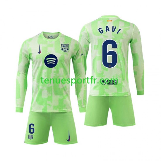 Kit Enfant Maillot Troisième FC Barcelone Gavi 6 2024-2025 à Manches Longues