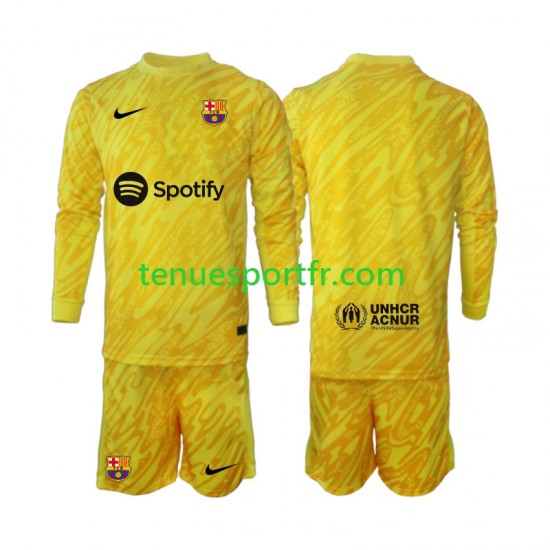 Kit Enfant Maillot Extérieur FC Barcelone Gardien 2024-2025 à Manches Longues