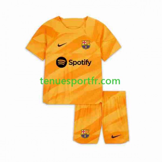 Kit Enfant Maillot Quatrième FC Barcelone Gardien 2023-2024 à Manches Courtes