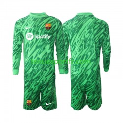 Kit Enfant Maillot Domicile FC Barcelone Gardien 2024-2025 Vert à Manches Longues