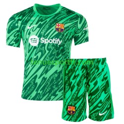 Kit Enfant Maillot Domicile FC Barcelone Gardien 2024-2025 Vert à Manches Courtes