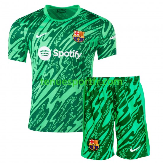 Kit Enfant Maillot Domicile FC Barcelone Gardien 2024-2025 Vert à Manches Courtes