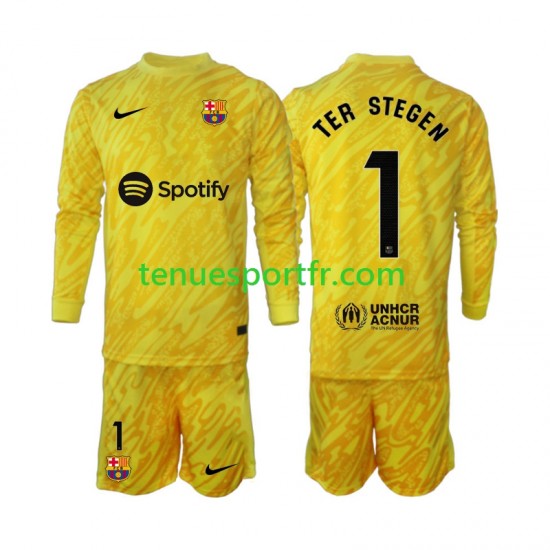 Kit Enfant Maillot Extérieur FC Barcelone Gardien Ter Stegen 1 2024-2025 à Manches Longues