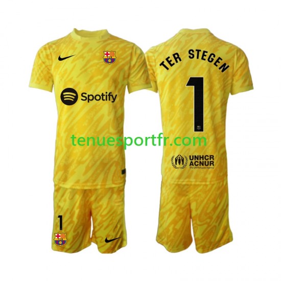 Kit Enfant Maillot Extérieur FC Barcelone Gardien Ter Stegen 1 2024-2025 à Manches Courtes