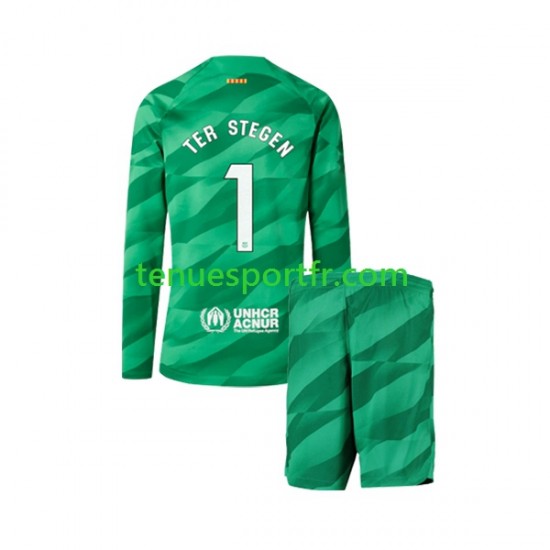 Kit Enfant Maillot Domicile FC Barcelone Gardien Ter Stegen 1 2023-2024 à Manches Longues