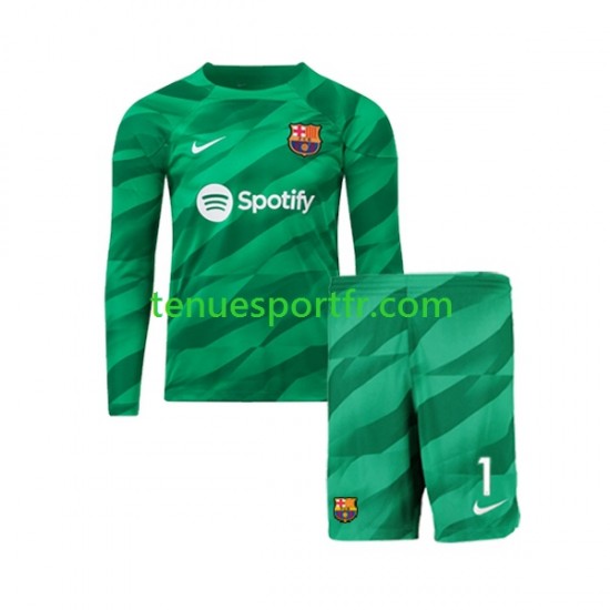 Kit Enfant Maillot Domicile FC Barcelone Gardien Ter Stegen 1 2023-2024 à Manches Longues