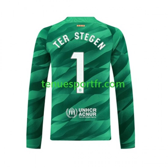 Homme Maillot Domicile FC Barcelone Gardien Ter Stegen 1 2023-2024 à Manches Longues