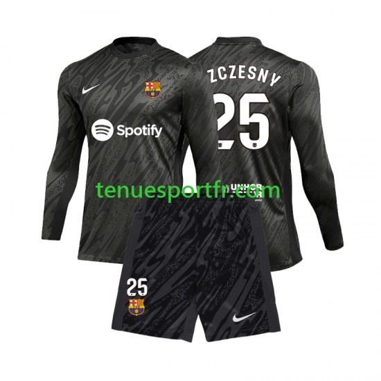 Kit Enfant Maillot Extérieur FC Barcelone Gardien Wojciech Szczesny 25 2024-2025 à Manches Longues