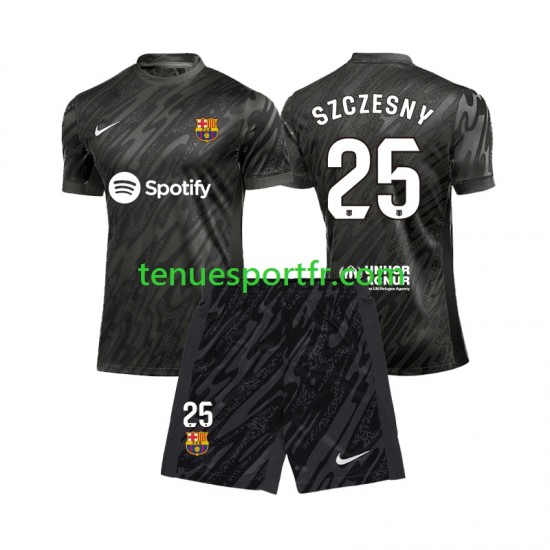 Kit Enfant Maillot Extérieur FC Barcelone Gardien Wojciech Szczesny 25 2024-2025 à Manches Courtes