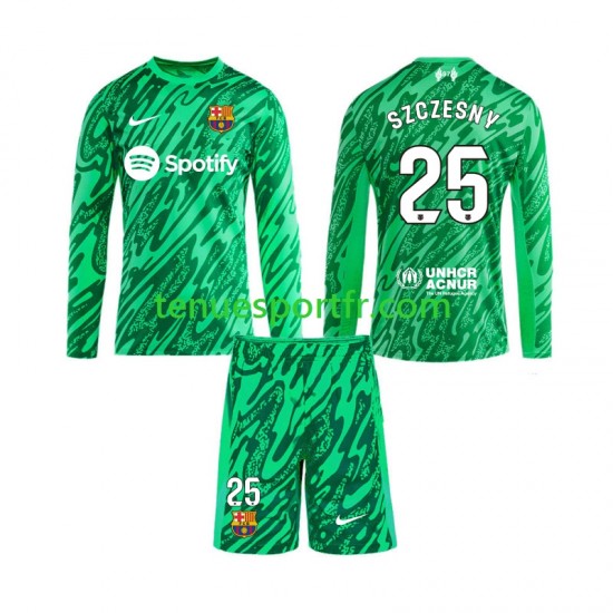 Kit Enfant Maillot Domicile FC Barcelone Gardien Wojciech Szczesny 25 2024-2025 à Manches Longues