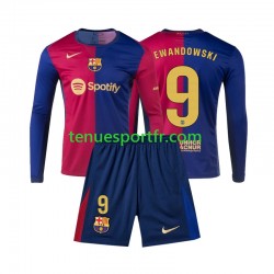 Kit Enfant Maillot Domicile FC Barcelone Lewandowski 9 2024-2025 à Manches Longues