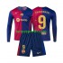 Kit Enfant Maillot Domicile FC Barcelone Lewandowski 9 2024-2025 à Manches Longues