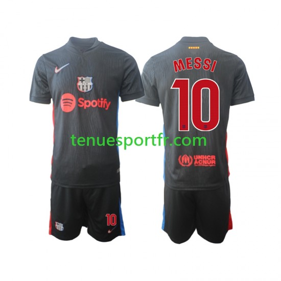 Kit Enfant Maillot Extérieur FC Barcelone Lionel Messi 10 2024-2025 à Manches Courtes