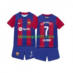 Kit Enfant Maillot Domicile FC Barcelone Ousmane Dembele 7 2023-2024 à Manches Courtes