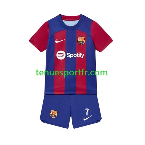 Kit Enfant Maillot Domicile FC Barcelone Ousmane Dembele 7 2023-2024 à Manches Courtes