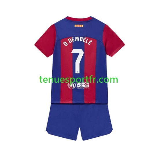 Kit Enfant Maillot Domicile FC Barcelone Ousmane Dembele 7 2023-2024 à Manches Courtes