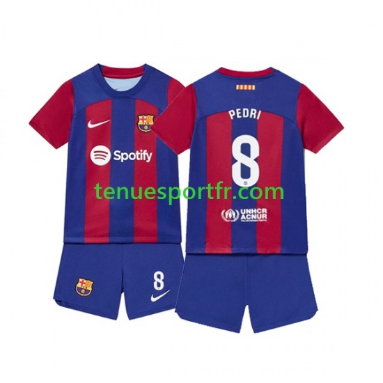 Kit Enfant Maillot Domicile FC Barcelone Pedri 8 2023-2024 à Manches Courtes