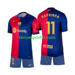 Kit Enfant Maillot Domicile FC Barcelone Raphinha 11 2024-2025 à Manches Courtes