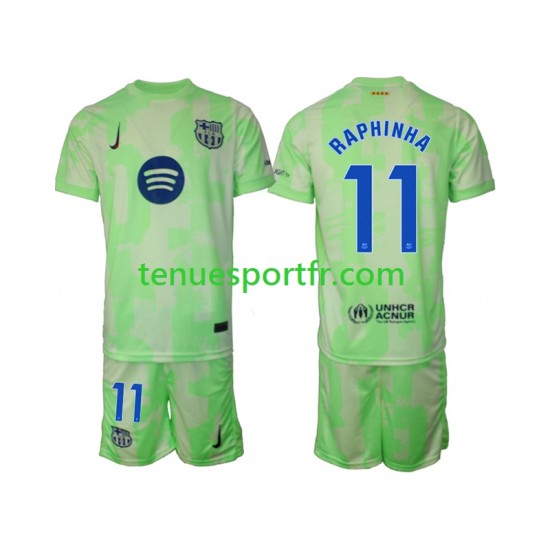 Kit Enfant Maillot Troisième FC Barcelone Raphinha 11 2024-2025 à Manches Courtes