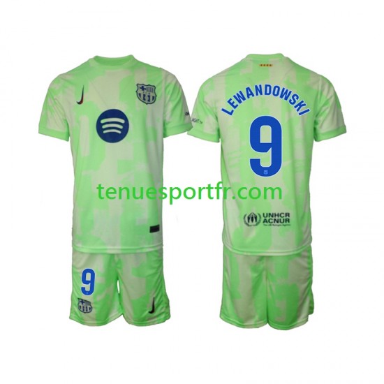 Kit Enfant Maillot Troisième FC Barcelone Robert Lewandowski 9 2024-2025 à Manches Courtes