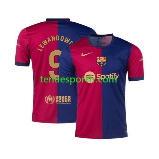 Homme Maillot Domicile FC Barcelone Robert Lewandowski 9 2024-2025 à Manches Courtes